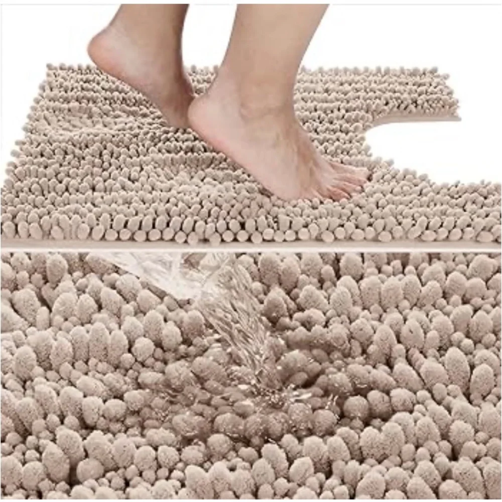 Yimobra Luxury Toilet‎ Rug U-shapped Shaggy Contour Bathroom Mat 25x21 Inches